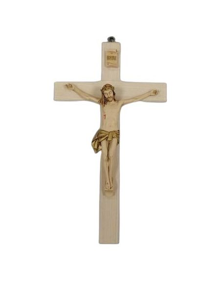 Crucifijo Madera Cuerpo Resina Jesus 30Cm