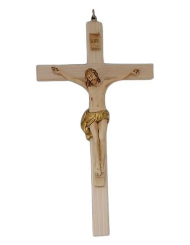 Crucifijo Madera Cuerpo Resina Jesus 40Cm