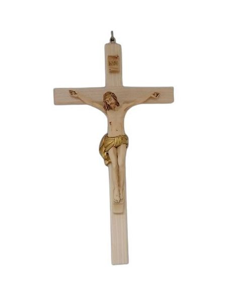 Crucifijo Madera Cuerpo Resina Jesus 23Cm