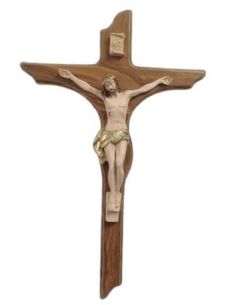 Cruz Olivo 44Cm Cristo Resina