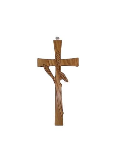 Cruz Madera Olivo 25Cm Laser Espiga