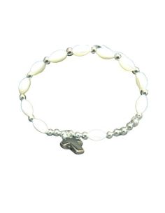 Brazalete 0456Be Madreperla Cruz Tau Metal
