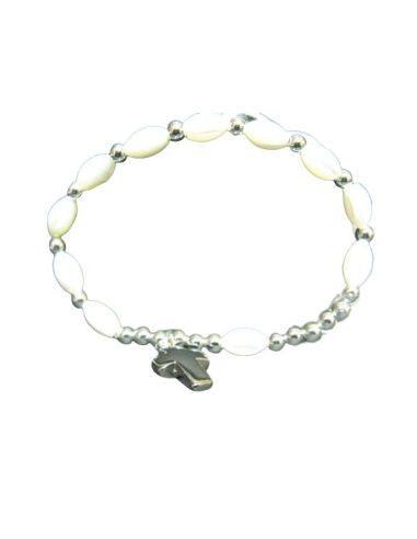 Brazalete 0456Be Madreperla Cruz Tau Metal