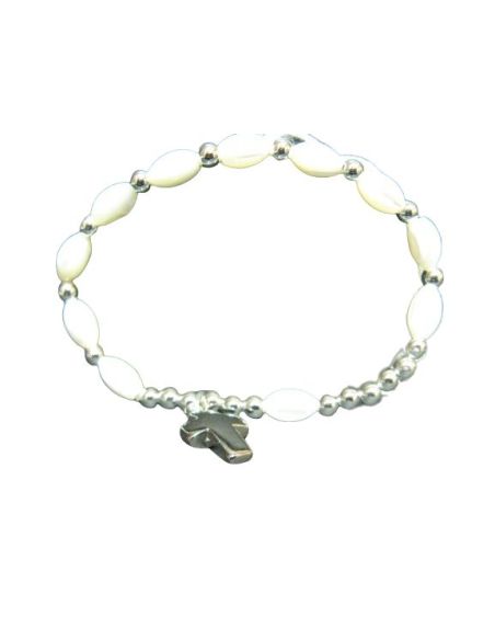 Brazalete 0456Be Madreperla Cruz Tau Metal
