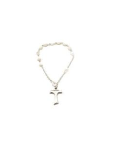 Pulsera Corazones Madreperla Cruz Metal