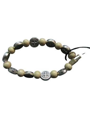 Pulsera Madera -Metal Cierre Elastico S.Benito
