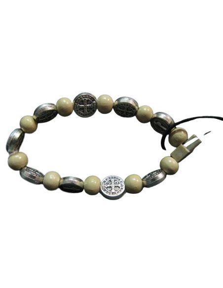 Pulsera Madera -Metal Cierre Elastico S.Benito