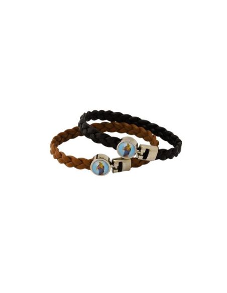 Brazalete Cuero Marron/Negro Surt Auxiliadora
