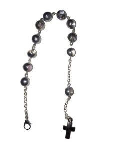 Pulsera Redonda Cristal Gris Irisado 8Mm