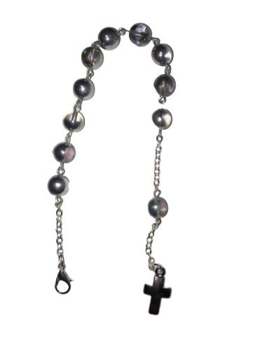 Pulsera Redonda Cristal Gris Irisado 8Mm