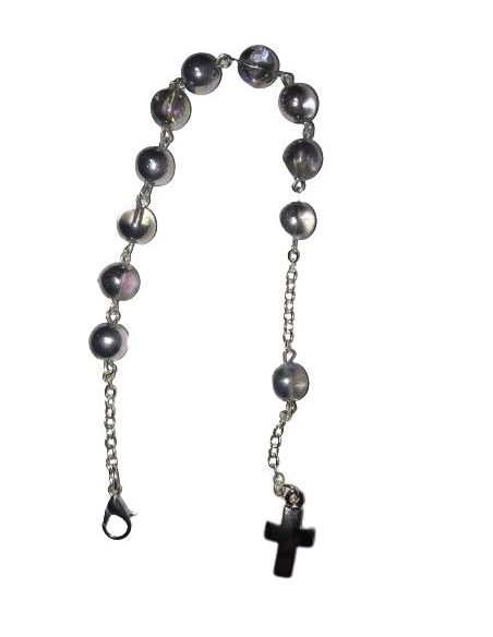Pulsera Redonda Cristal Gris Irisado 8Mm