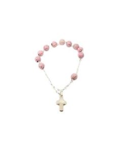 Pulsera Filigrana Plast Metal Rosa C/ Cruz