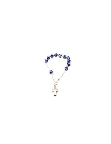 Pulsera Filigrana Plast Metal Azul C/ Cruzs