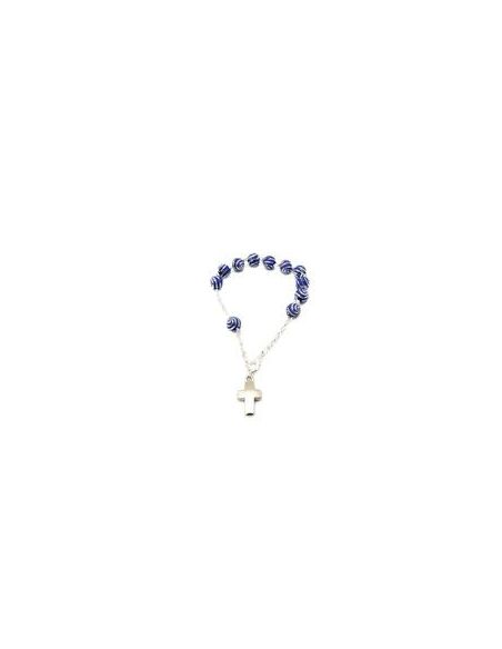 Pulsera Filigrana Plast Metal Azul C/ Cruzs