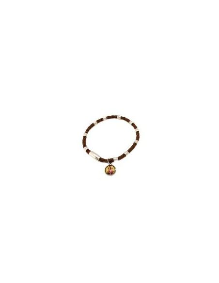 Pulsera Marron Broche Iman  Virgen Del Carmen