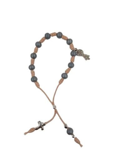 Pulsera Artesanal Denario V. Del Pilar Beige/Gris