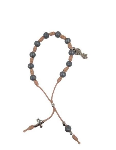 Pulsera Artesanal Denario V. Del Pilar Beige/Gris