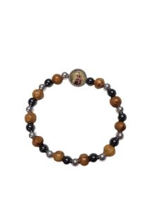 Brazalete Bola Madera Metal Hematite Carmen