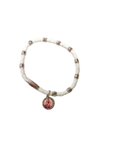 Brazalete Blanco Broche Iman  Virgen Del Carmen