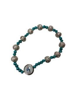 Brazalete Azul Claro Metal Filigrana Milagrosa