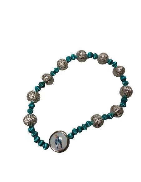 Brazalete Azul Claro Metal Filigrana Milagrosa