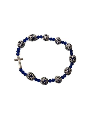 Brazalete Cristal 8Mm Copeta Filigrana Azul