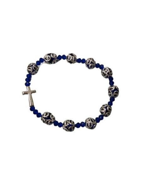 Brazalete Cristal 8Mm Copeta Filigrana Azul