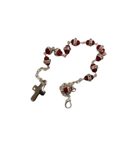 Pulsera Metal Cristal 4X3Mm Strass C/Cruz Rojo