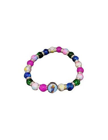Brazalete Cristal Efec.Piedra Colores Metal Auxiliadora