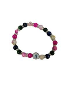 Brazalete Cristal Efec.Piedra Colores Metal Milagrosa