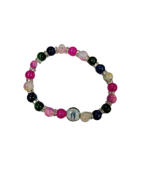 Brazalete Cristal Efec.Piedra Colores Metal Milagrosa