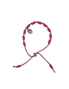 Pulsera Artesanal Denario Escapulario Rosa Fucsia
