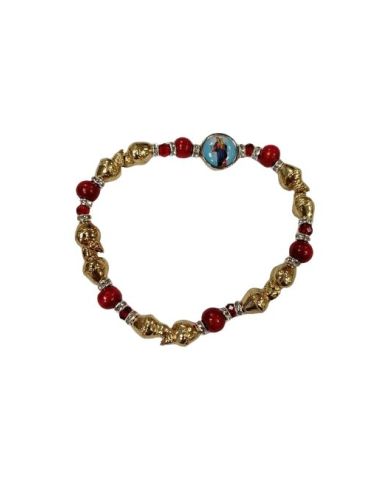 Brazalete Corazones Dorados Metal Cristal Plast. Auxiliadora