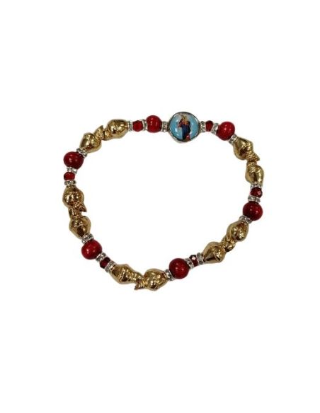 Brazalete Corazones Dorados Metal Cristal Plast. Auxiliadora