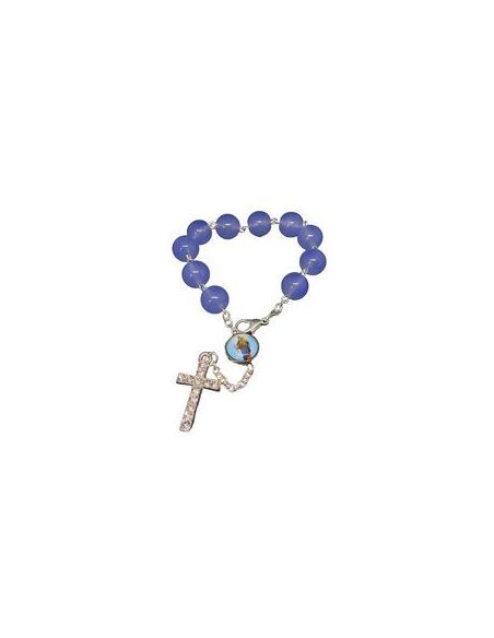 Brazalete Cristal 10Mm Lila C/Cruz Brillante Auxiliadora