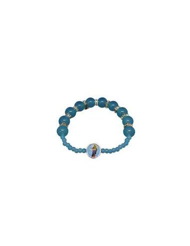 Brazalete Cristal Turquesa 10Mm Metal Brillantes Auxiliadora