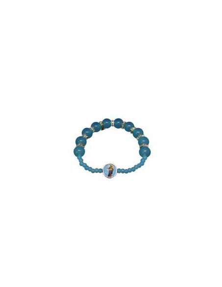 Brazalete Cristal Turquesa 10Mm Metal Brillantes Auxiliadora