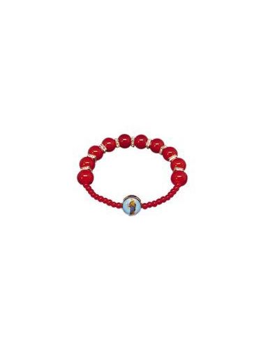 Brazalete Cristal Rojo 10Mm Metal Brillantes Auxiliadora