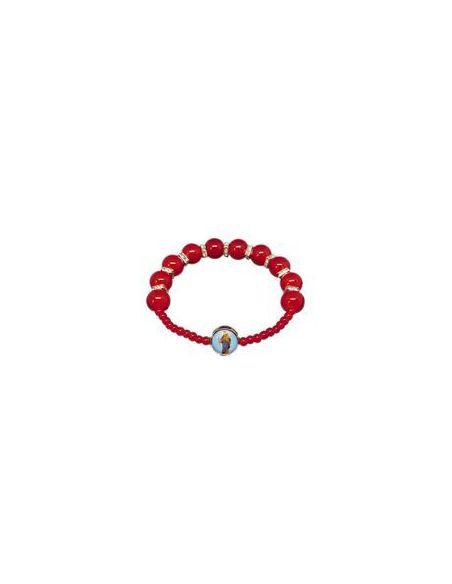 Brazalete Cristal Rojo 10Mm Metal Brillantes Auxiliadora