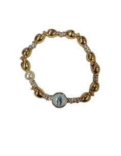 Brazalete Metal Brillantes Olivas Doradas Milagrosa