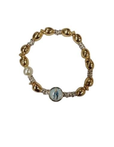 Brazalete Metal Brillantes Olivas Doradas Milagrosa
