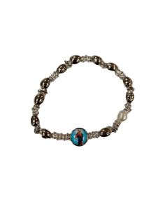 Brazalete Metal Brillantes Olivas Plata Auxiliadora