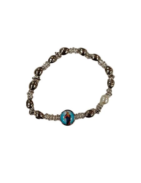 Brazalete Metal Brillantes Olivas Plata Auxiliadora