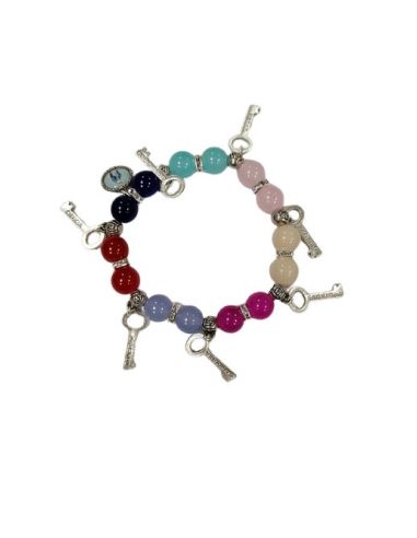 Brazalete Cristal 10Mm Metal Llaves 7 Dones Milagrosa