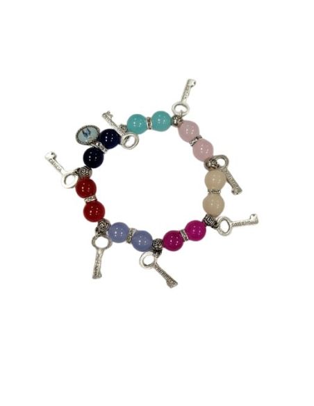 Brazalete Cristal 10Mm Metal Llaves 7 Dones Milagrosa