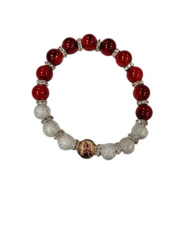 Brazalete Cristal Rojo 10Mm Metal Brill. Strass V. Carmen