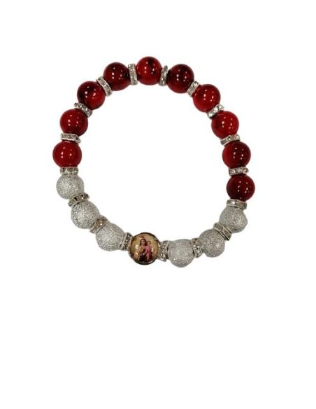 Brazalete Cristal Rojo 10Mm Metal Brill. Strass V. Carmen