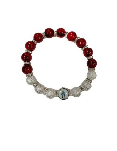 Brazalete Cristal Rojo 10Mm Metal Brill. Strass Milagrosa