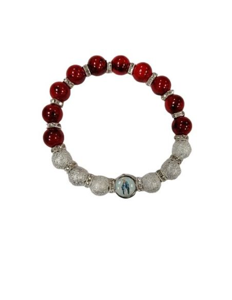 Brazalete Cristal Rojo 10Mm Metal Brill. Strass Milagrosa