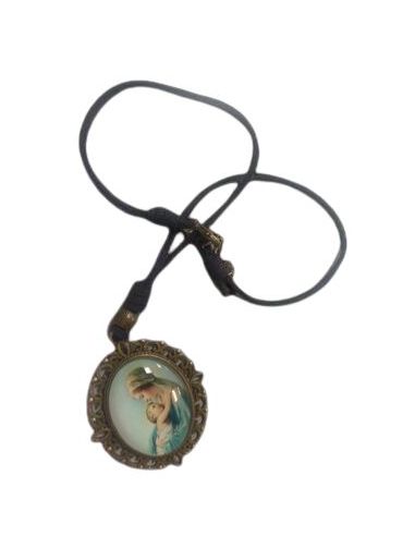 Colgante Medallon Virgen Cordon Azul